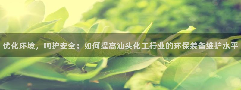 亿万先生网红：优化环境，呵护安全：如何提高汕头化工行业的环保装备维护水平